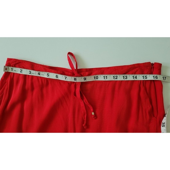 Coco Cabana Women's Asian Large Drk Orange Wide Leg Pants Pockets Tie Side Zip - Picture 8 of 8